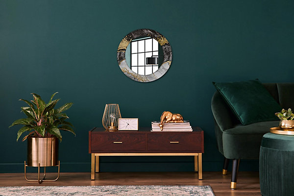 Miroir Circulaire avec Cadre Imprimé Décoratif Tulup 50 cm - 36 cm Loft En Marbre