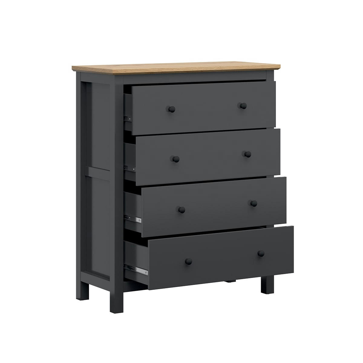 - Commode 4 tiroirs gris anthracite et naturel