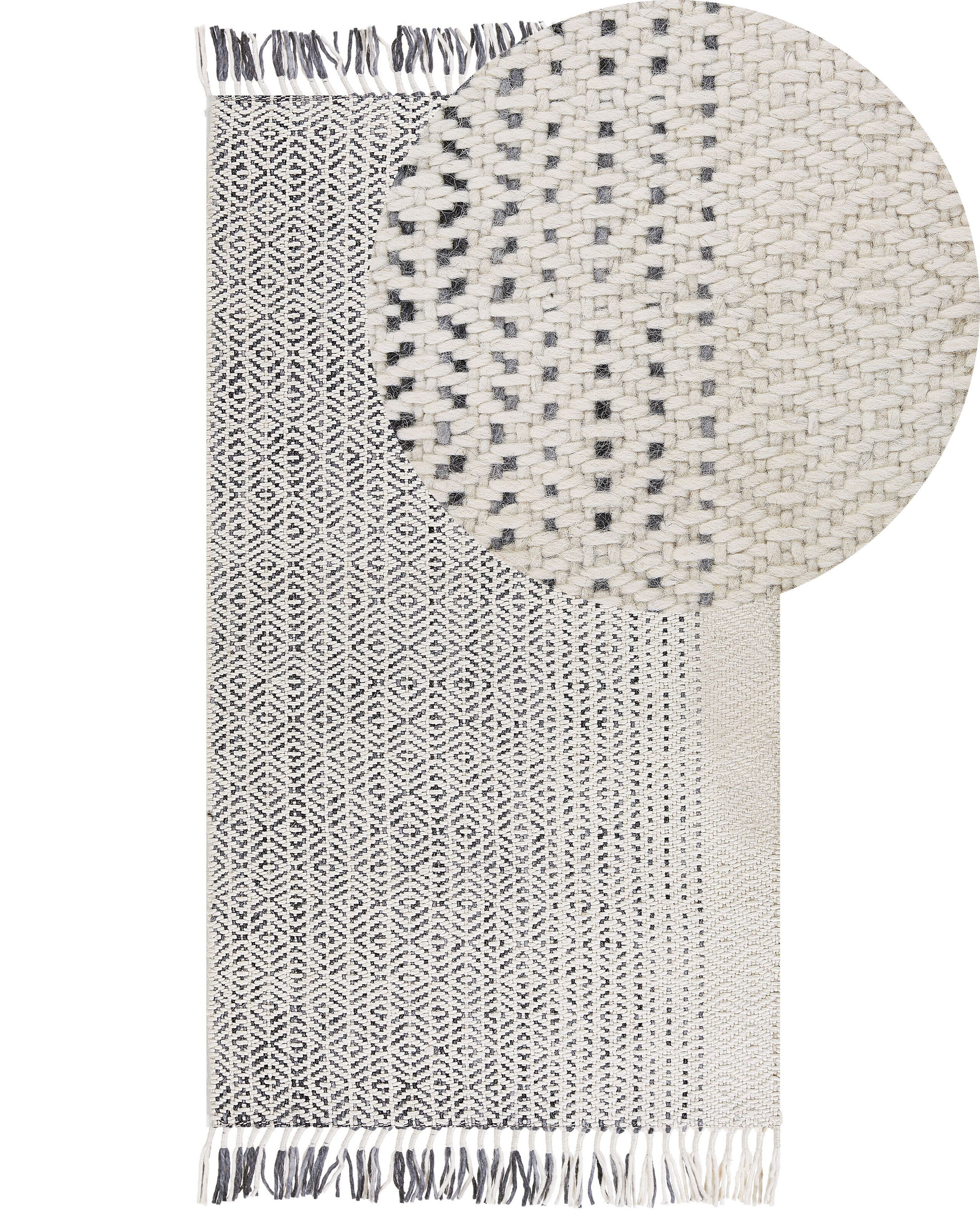 Dywan 80 x 150 cm cm wełna biało-szary