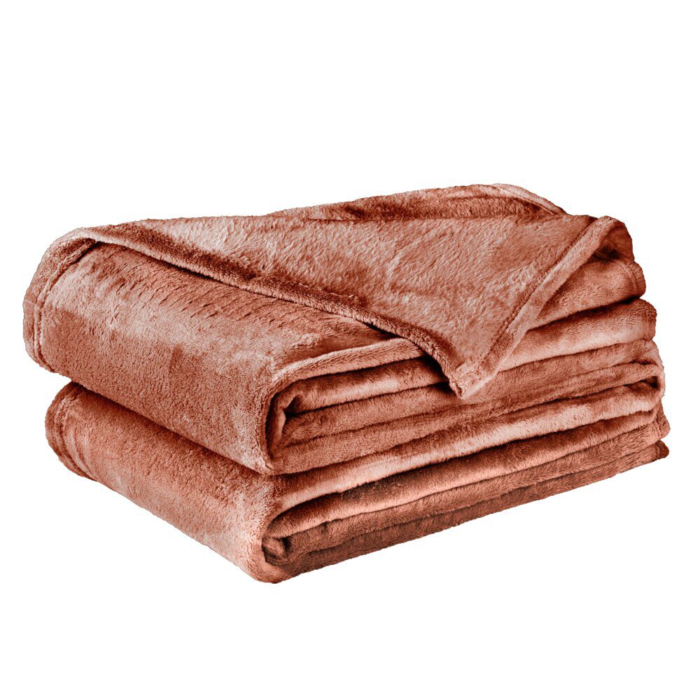 Plaid uni rouge brique terracotta polyester 210 g/m&sup2;