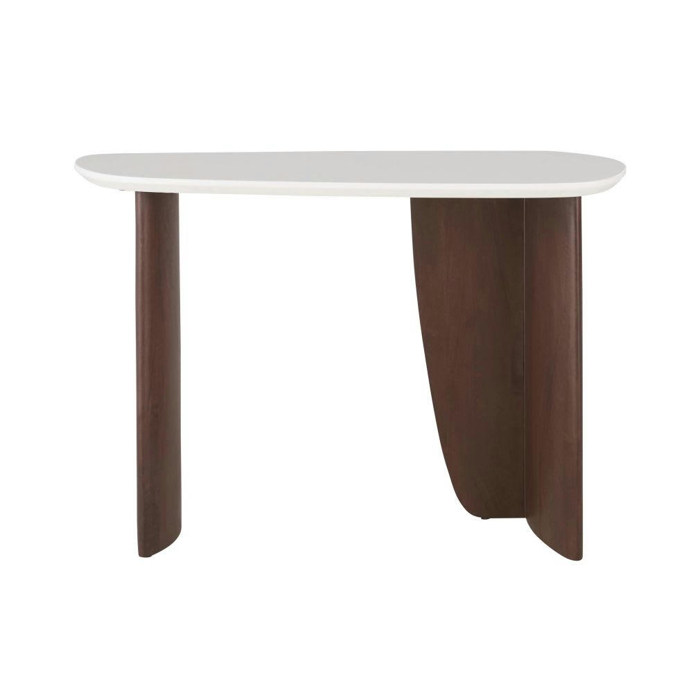 Lausanne - Console style vintage blanche pieds en bois d