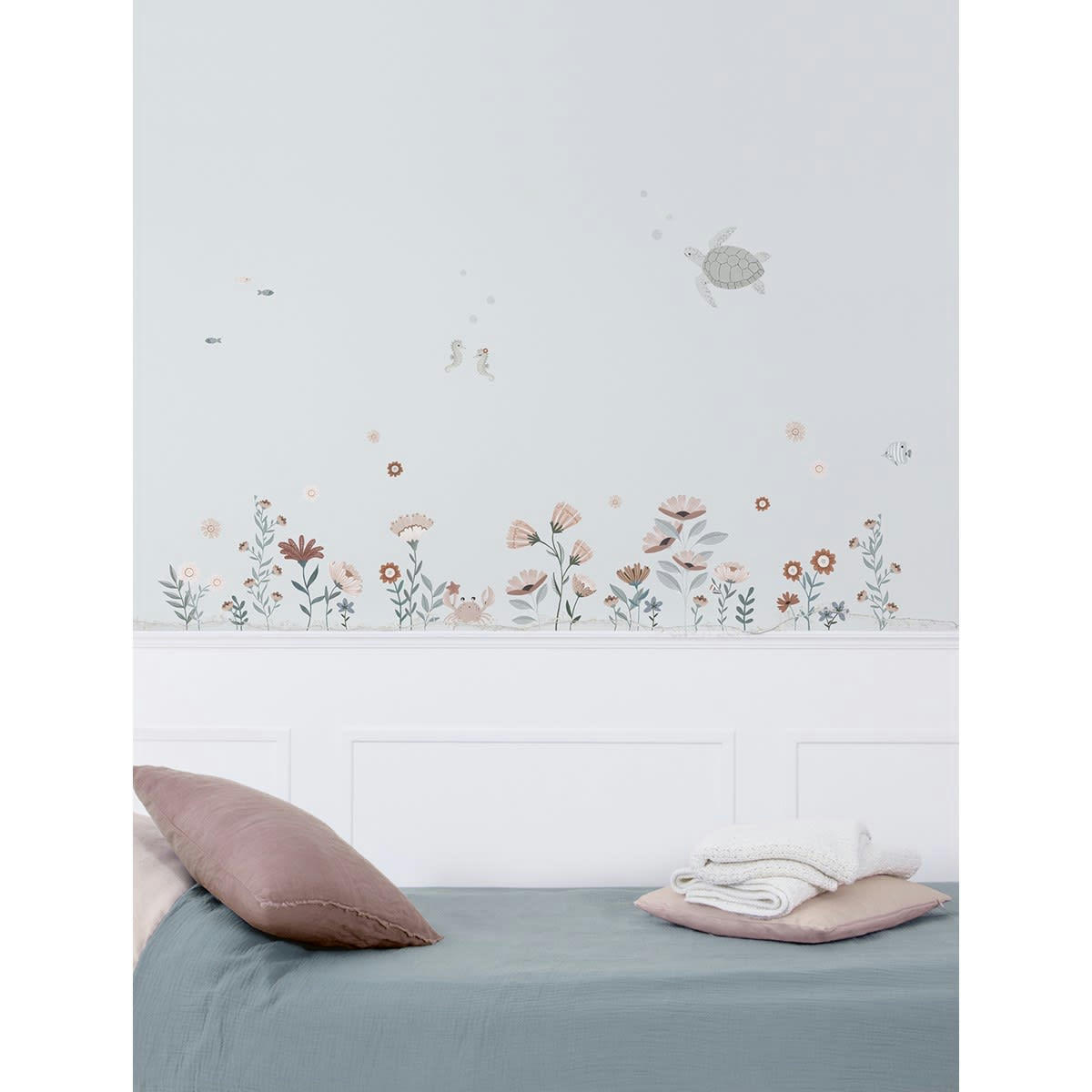 OCEAN FIELD - Stickers fleurs en Vinyle mat Bleu