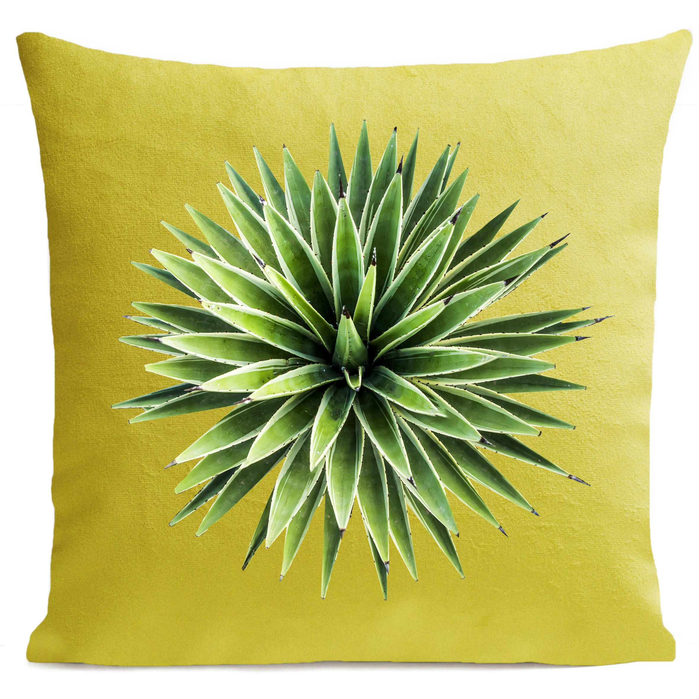 - Coussin tropical yucca suédine jaune 40x40cm