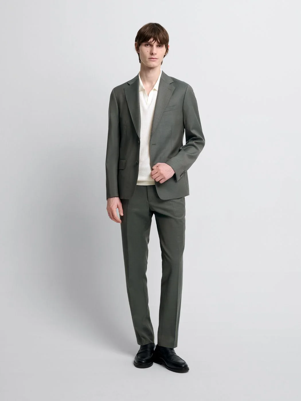 Costume 2 pièces slim en laine vert