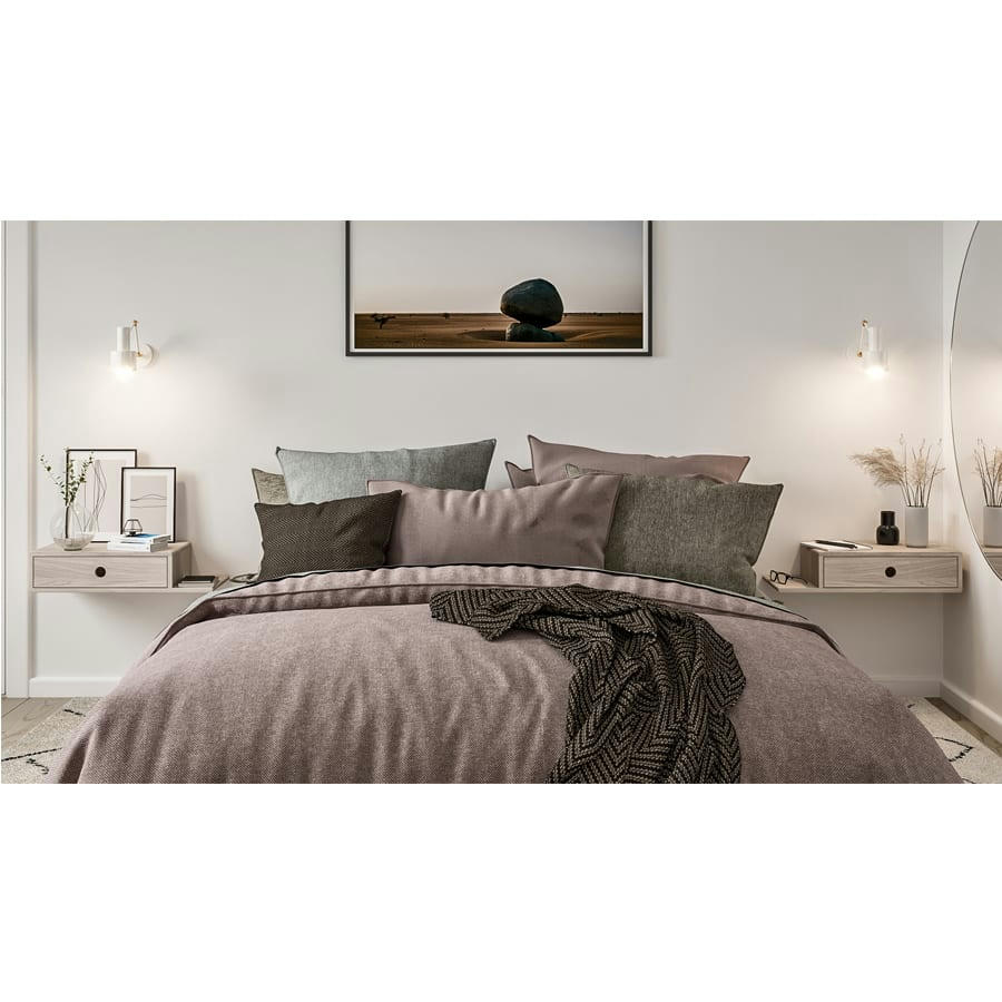 HOPE - Table de chevet avec étagère sur le côté droit en bouleau blanc