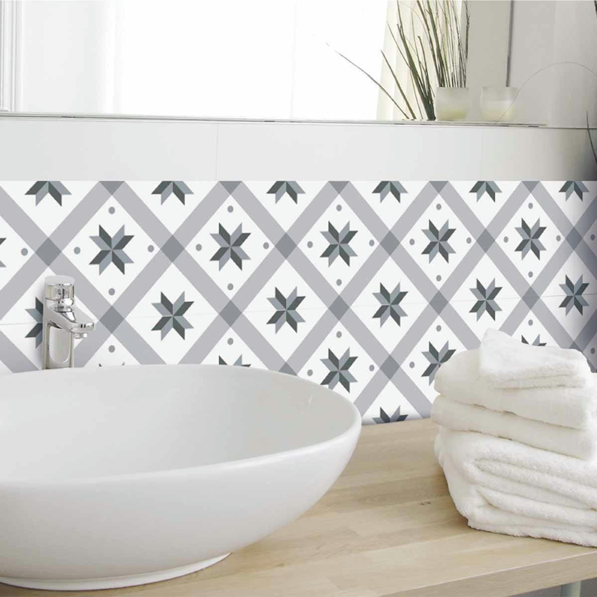 - Stickers carrelage 15 x 15 cm - Étoile grise