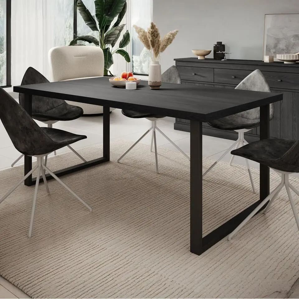 Meubella - Eetkamertafel Vince - Zwart eiken - 180 cm
