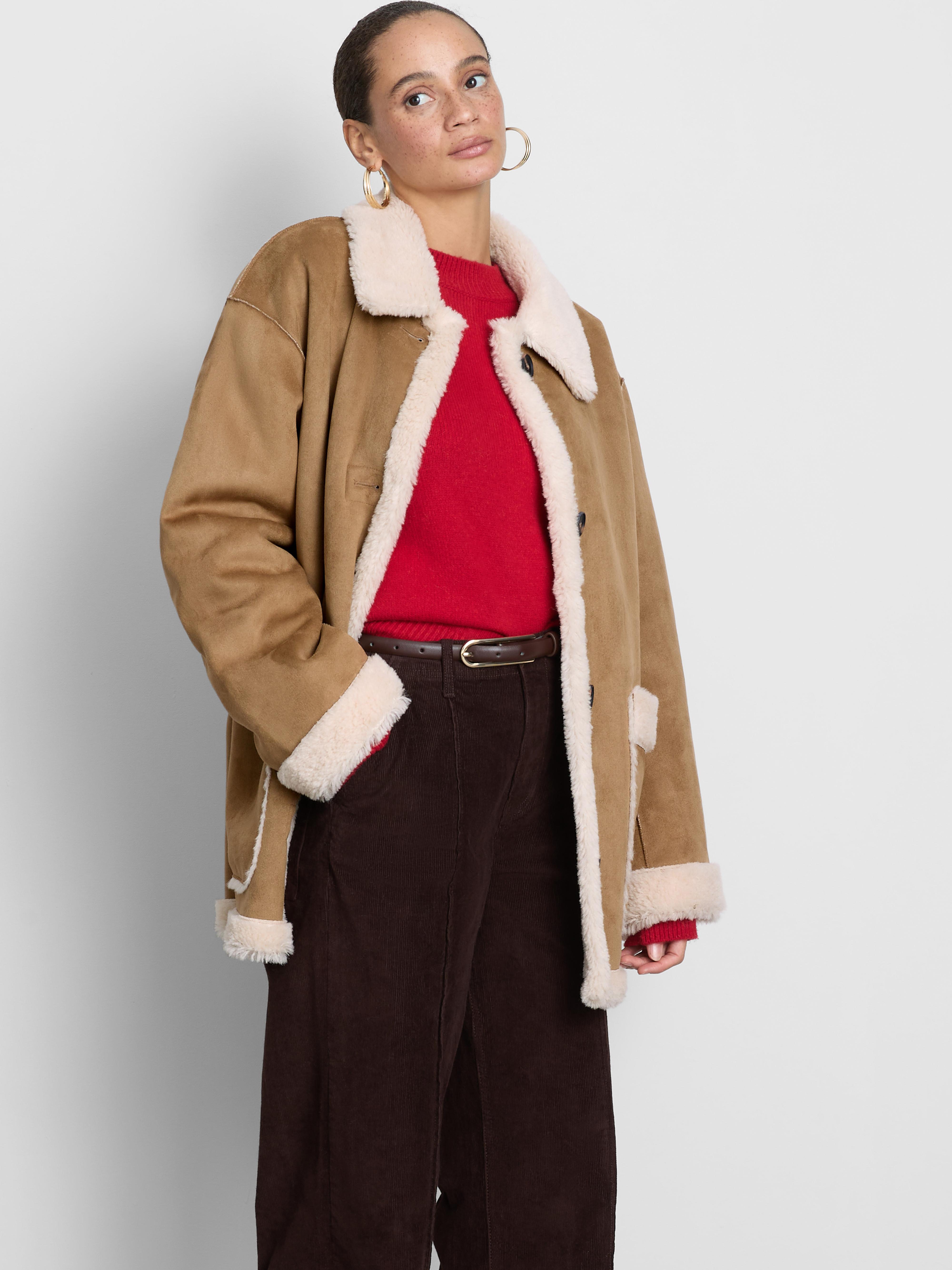 Patch Pocket Shearling Coat