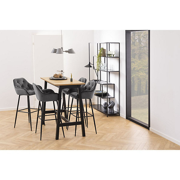 Lot de 2 Tabourets de bar Florie en tissu et métal