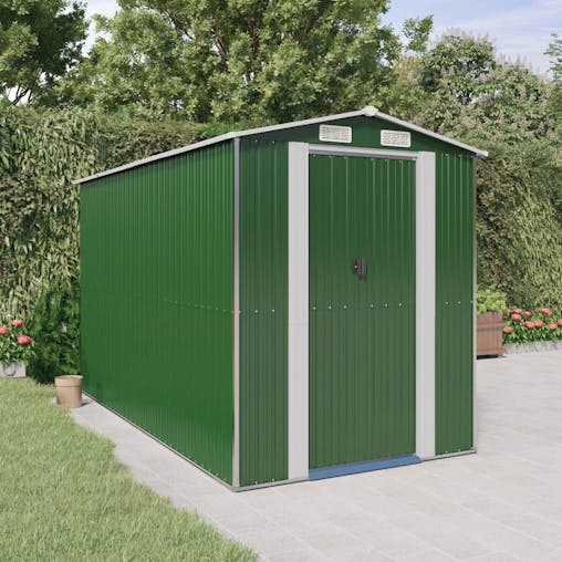 NNEVL Garden Shed Green 192x357x223 cm Galvanised Steel