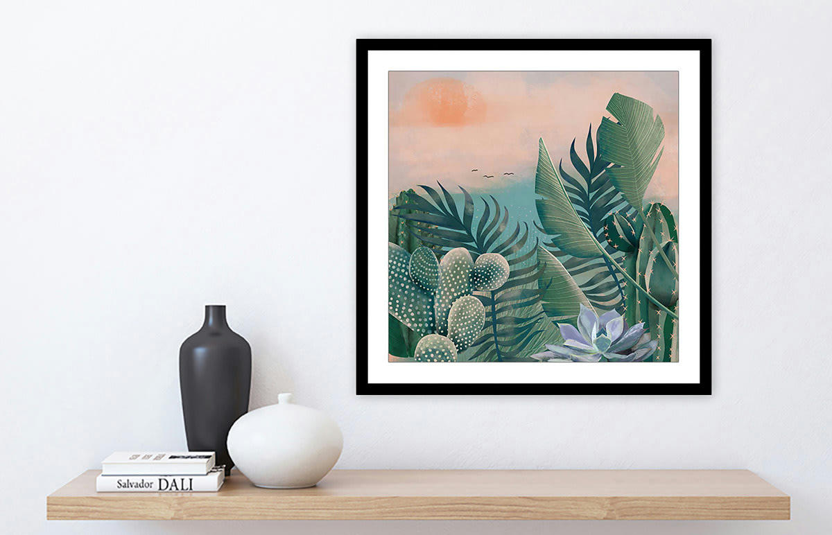 - Affiche illustration jardin succulentes et cie sans cadre 30x30cm