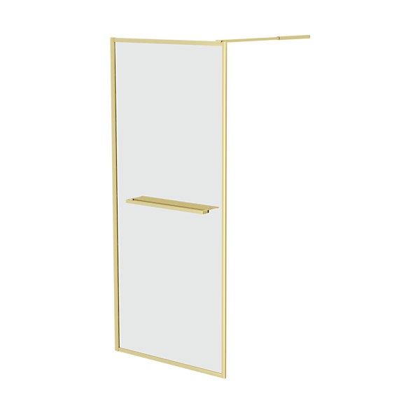 Paroi de douche à l'italienne fixe 90 x 200 cm, doré brossé, Galedo Golden Edge