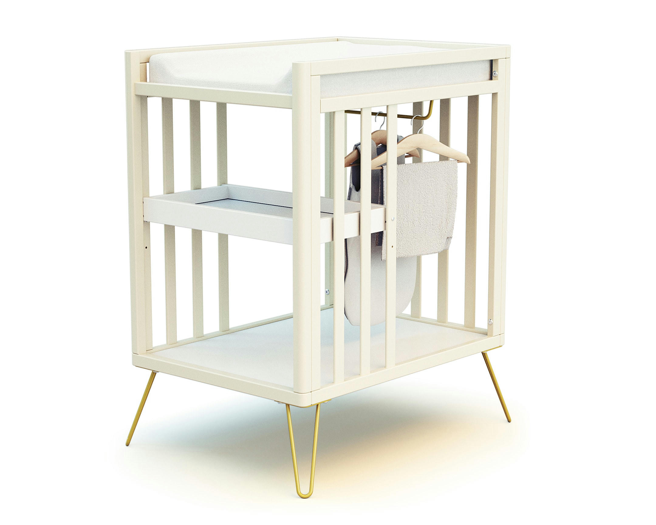 - Table à langer 2 étagères blanc et jaune