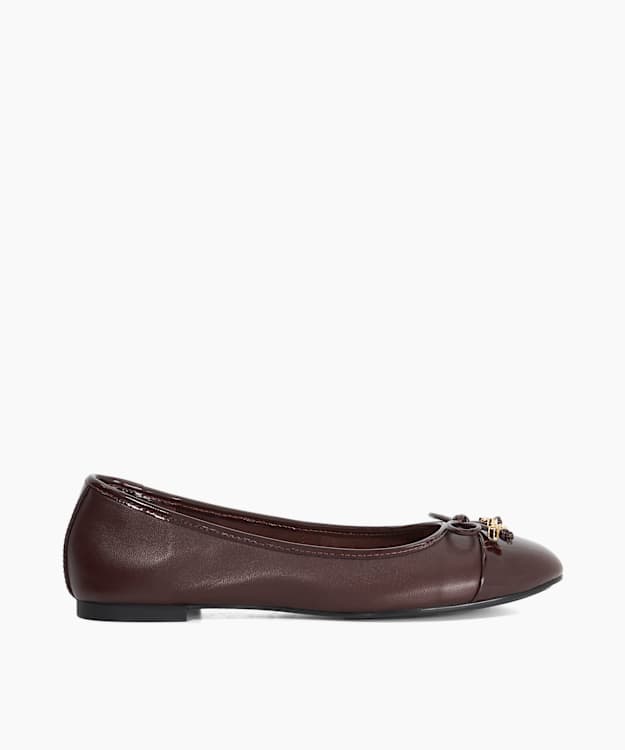 Hallo Burgundy - Wide Fit Charm-Detail Ballet Shoes
