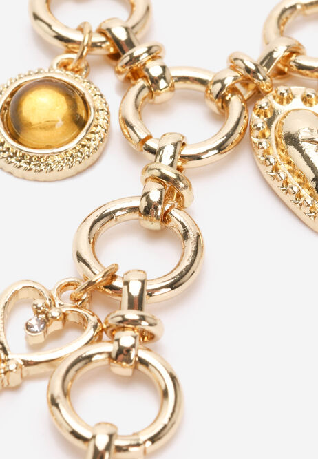 Womens Gold Charm Pendent Drop Necklace
