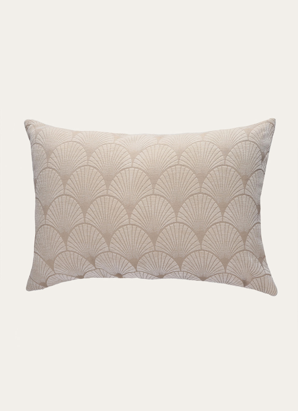 HOUSSE DE COUSSIN MOTIF PALME ART DÉCO BLANC CASSÉ