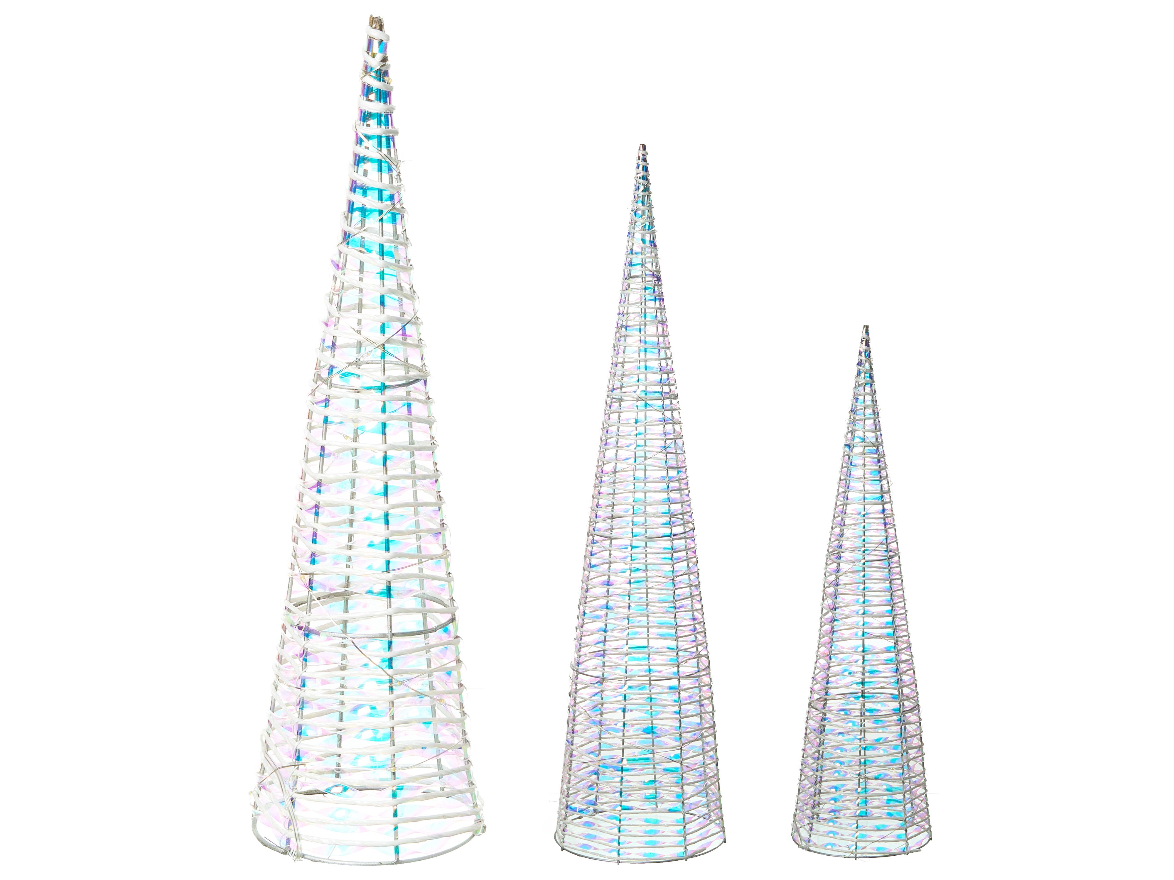 Set of 3 Christmas Decorations LED SONDER Christmas Tree 40/60/80 cm White