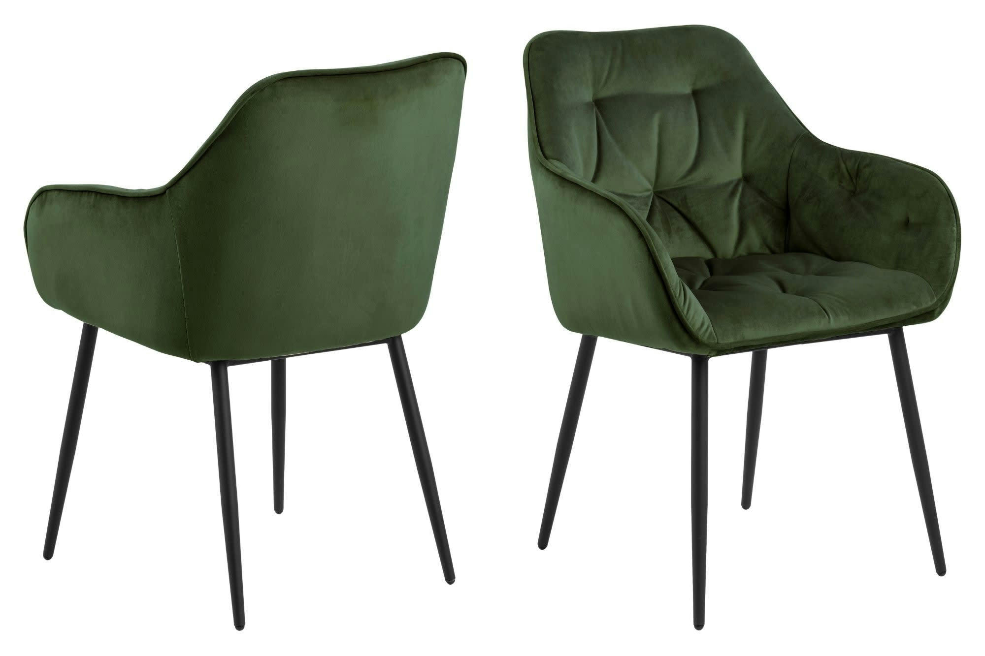TERI - Lot de 2 fauteuil de salle à manger en velours et métal