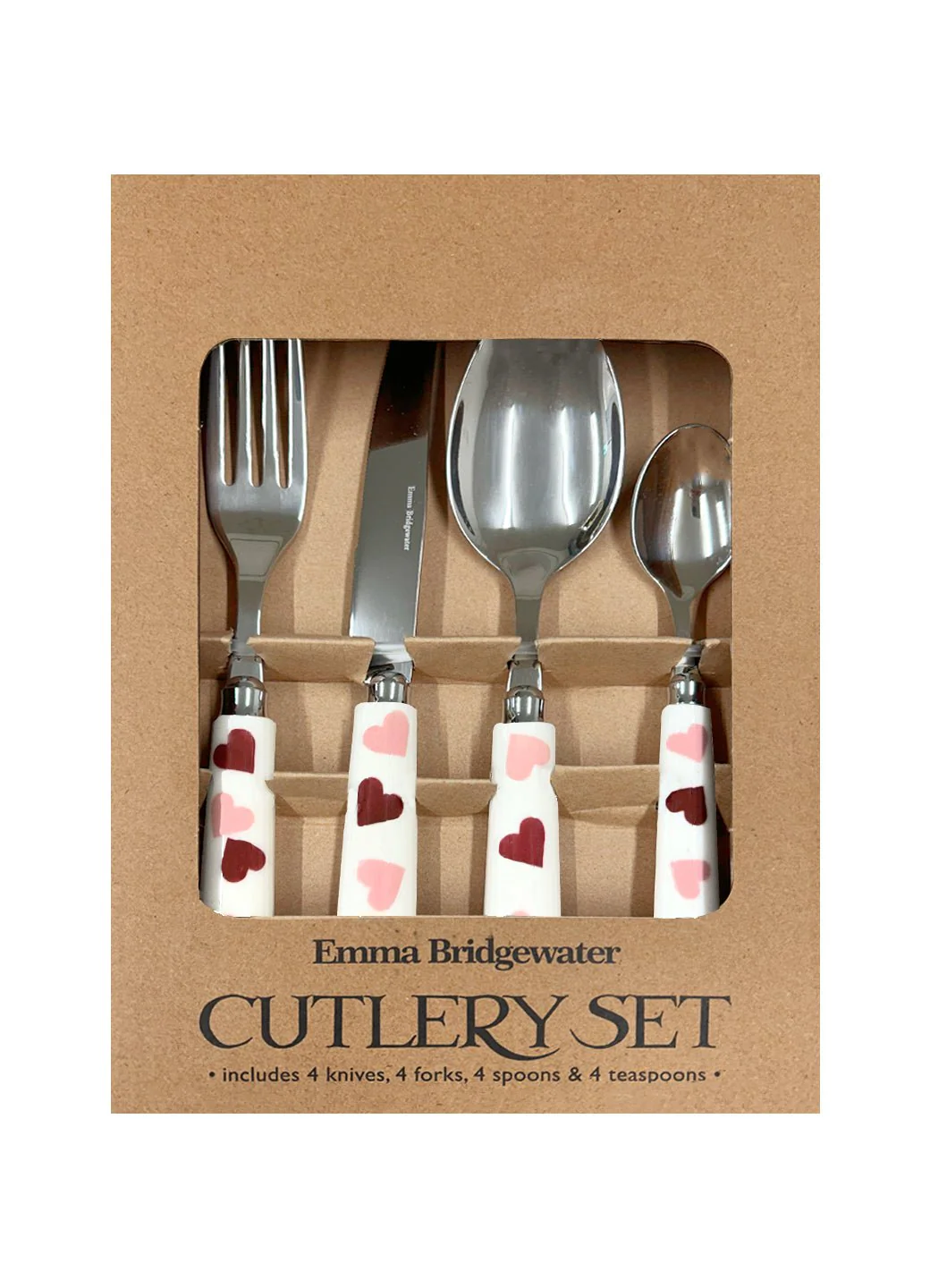 Pink Hearts Set Of 16 Cutlery