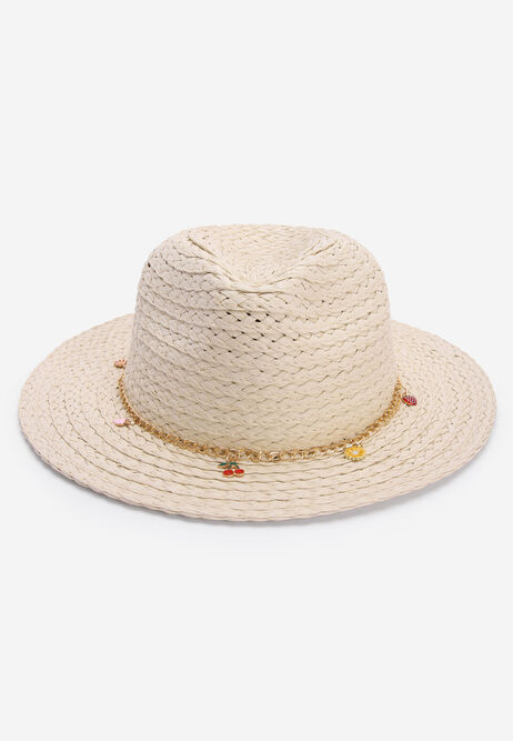 Womens Neutral Charm Fedora Hat