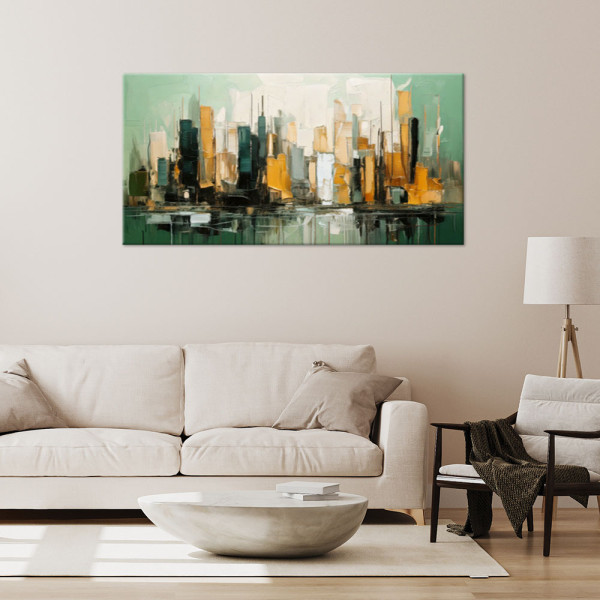 Feeby Obraz do salonu, Miasto Abstrakcja Zielony 80x40