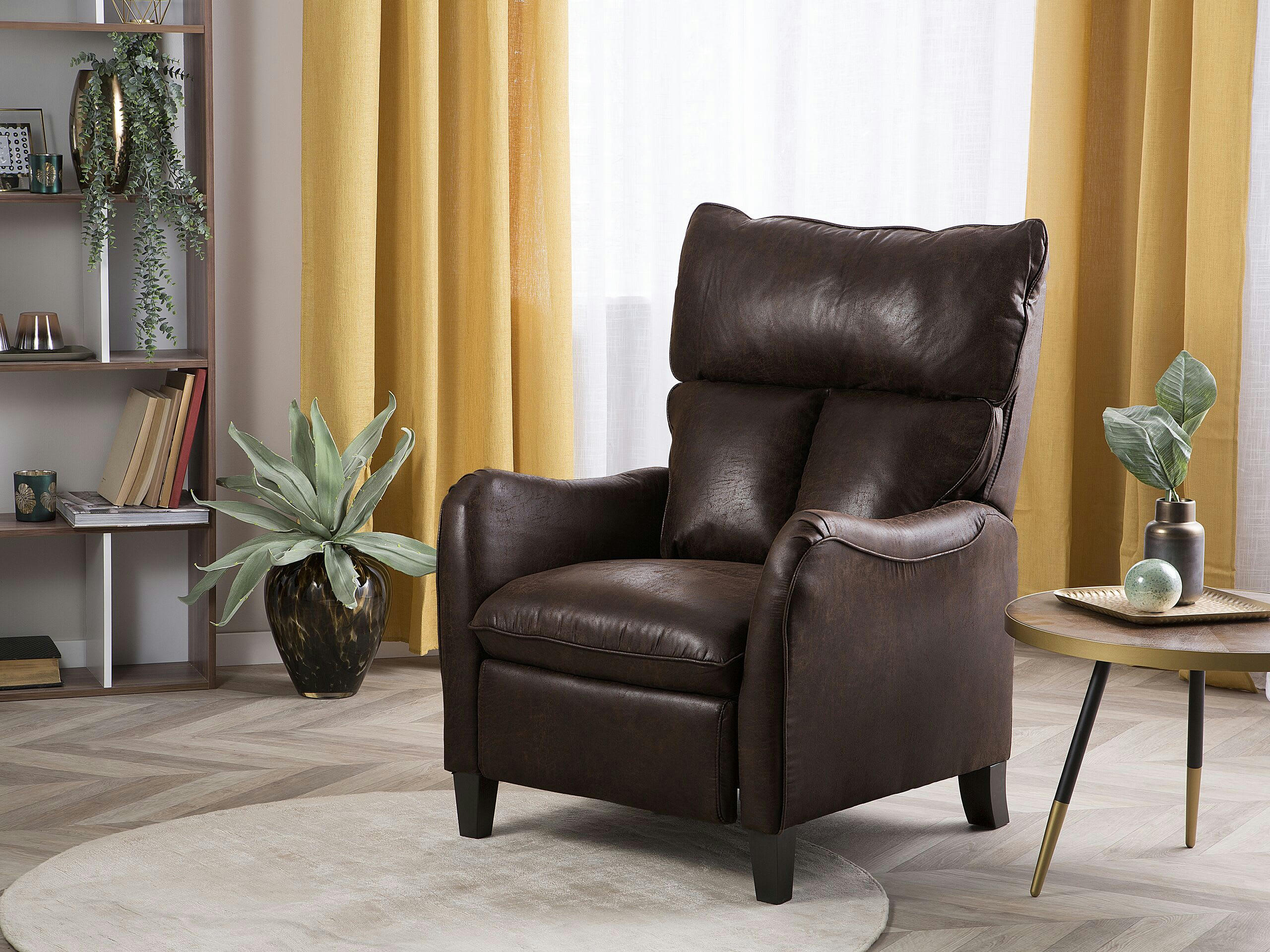 ROYSTON - Fauteuil inclinable en tissu marron