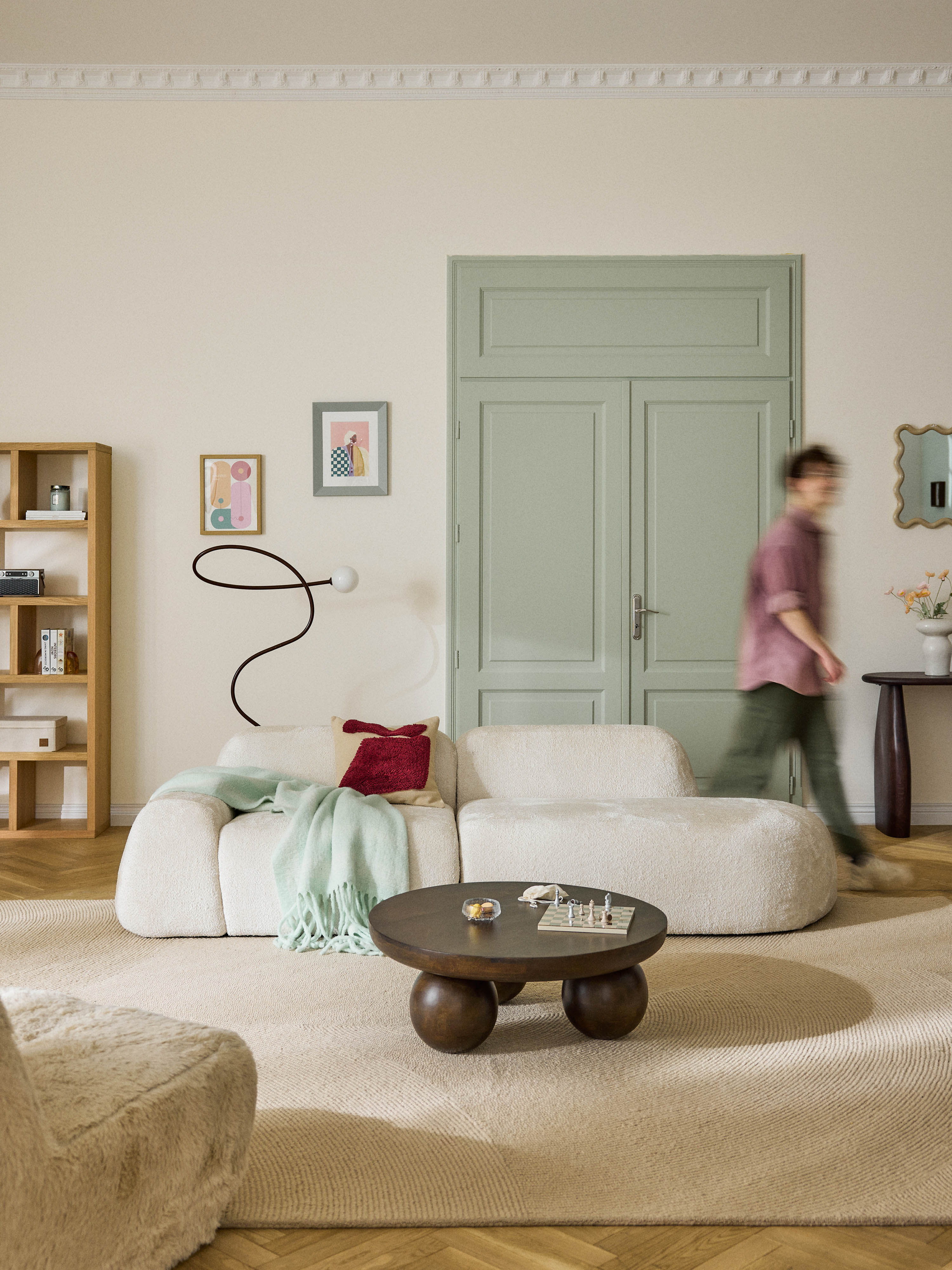Modulare Chaise Wolke (3-Sitzer) aus Teddy-Bouclé