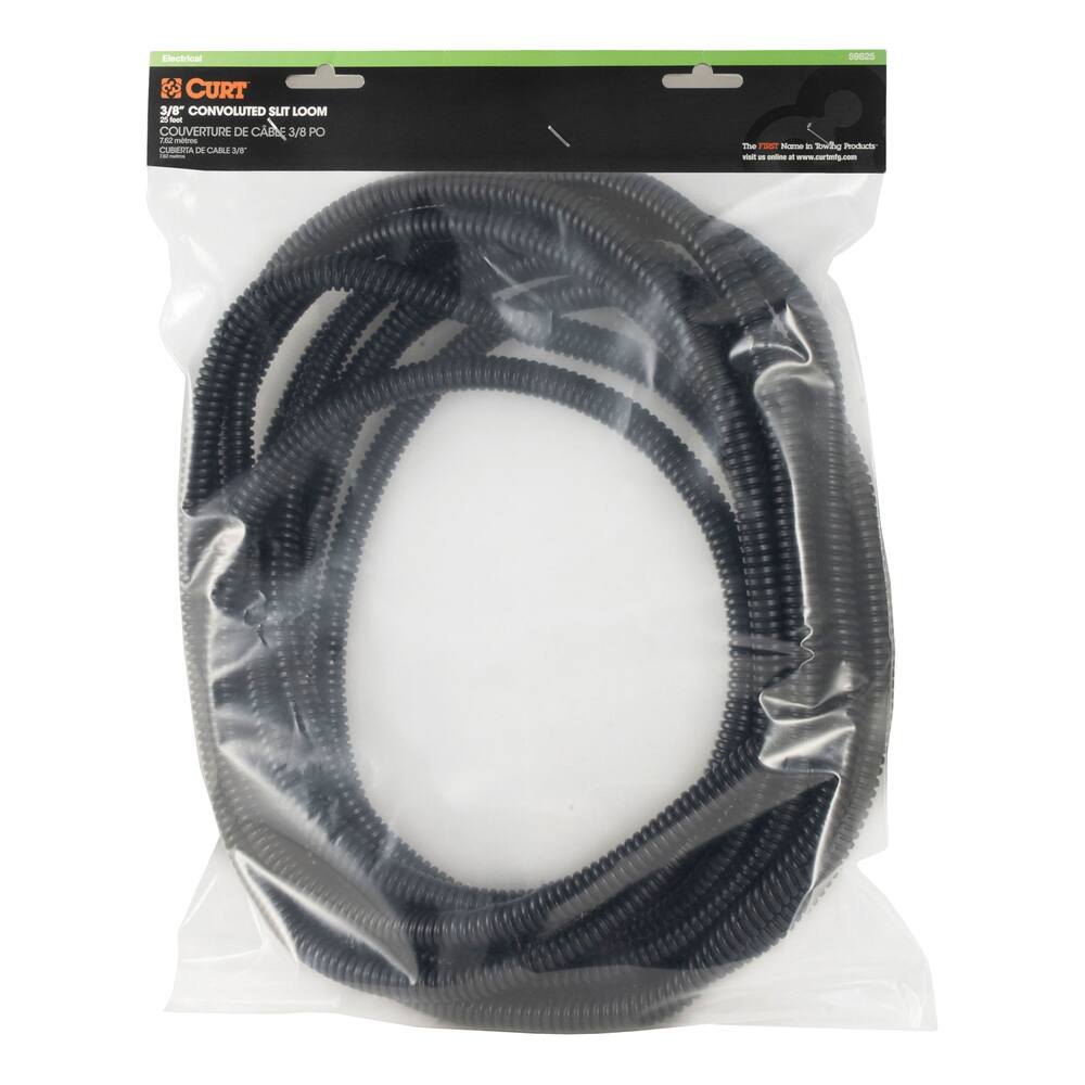 CURT 59825 Convoluted Slit Loom Tubing, 3/8-in x 25-ft (Packaged)