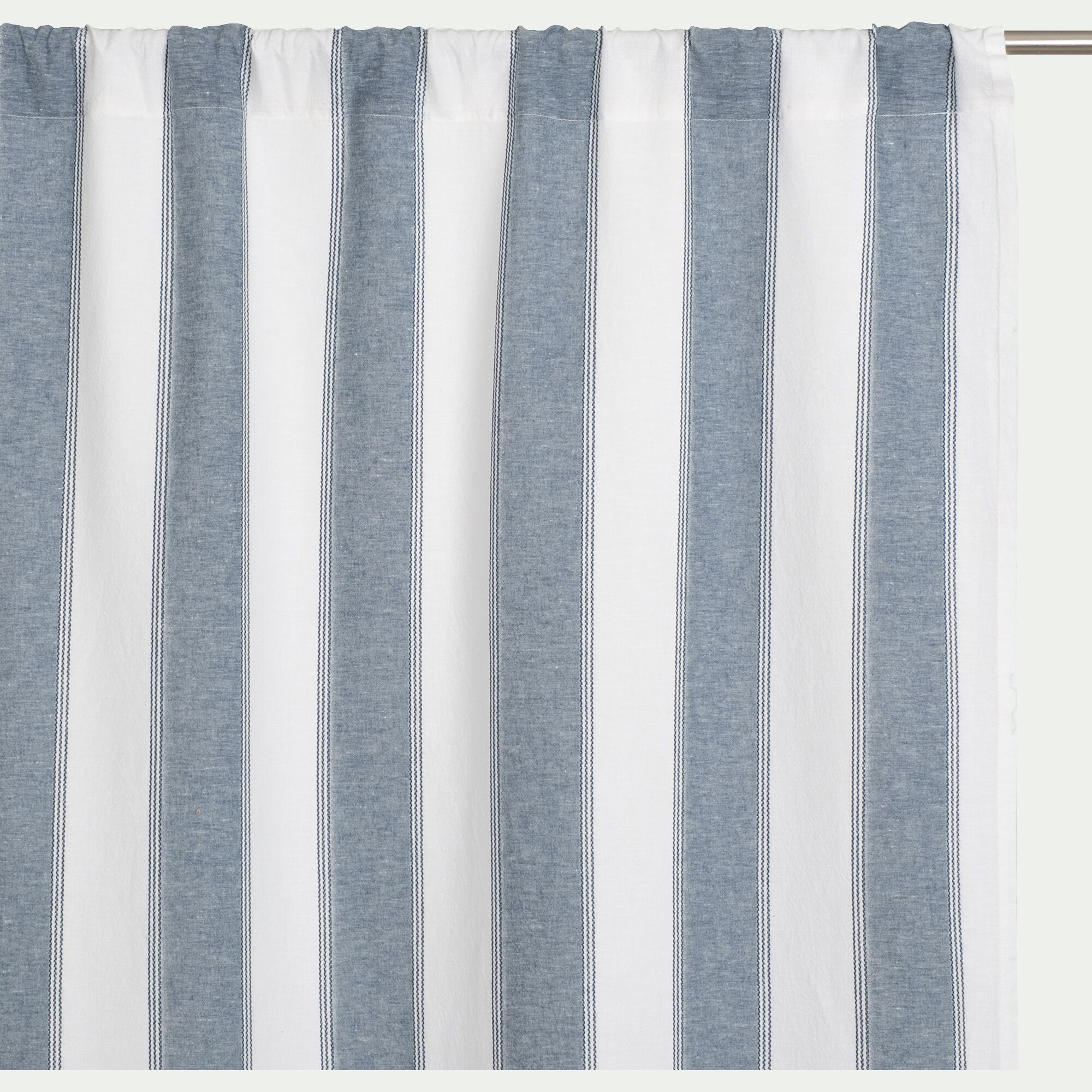 LUSSIA - Rideau passe-tringle en lin et coton à rayures 140x250cm - bleu