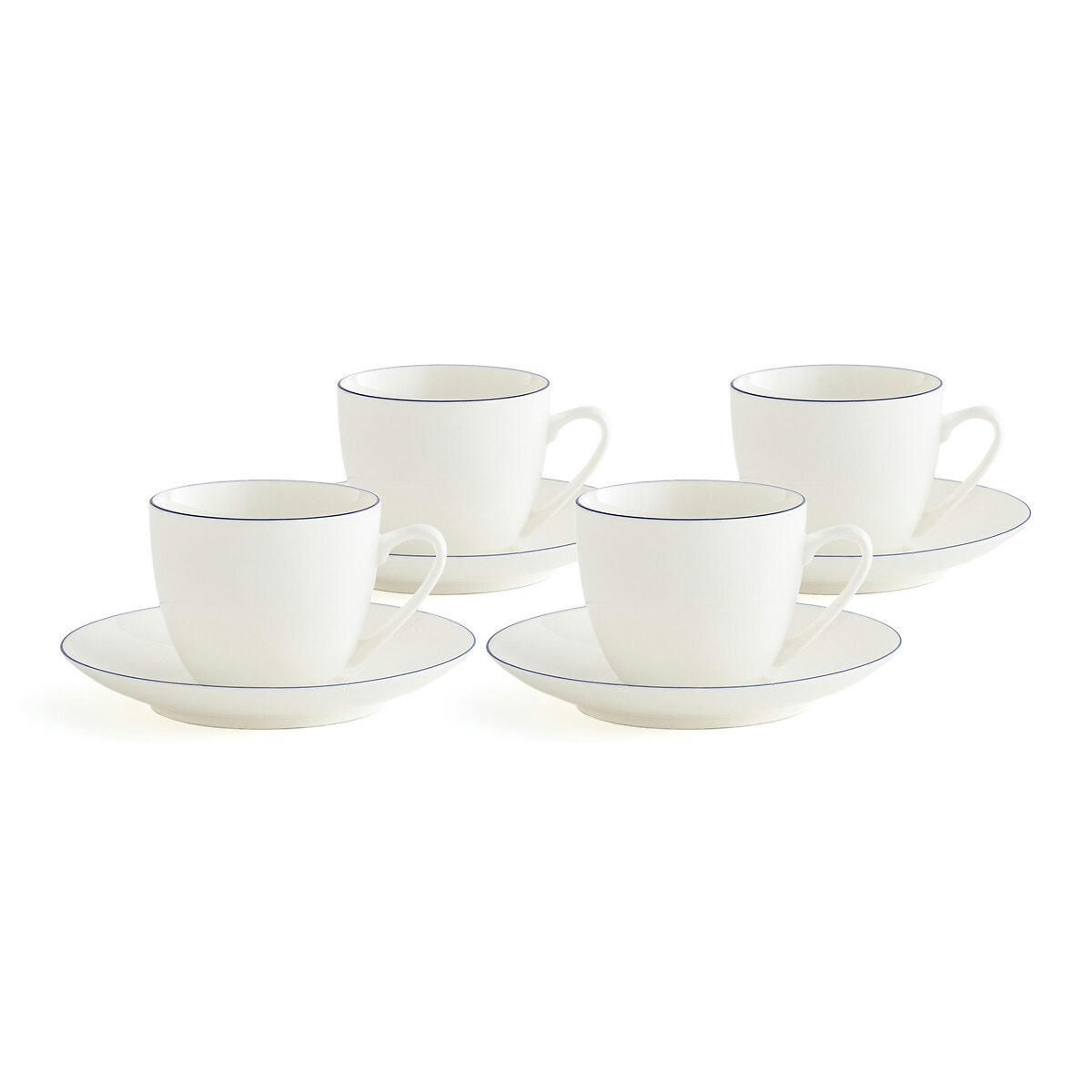 Lot de 4 tasses/sous-tasses à thé porcelaine, Malo