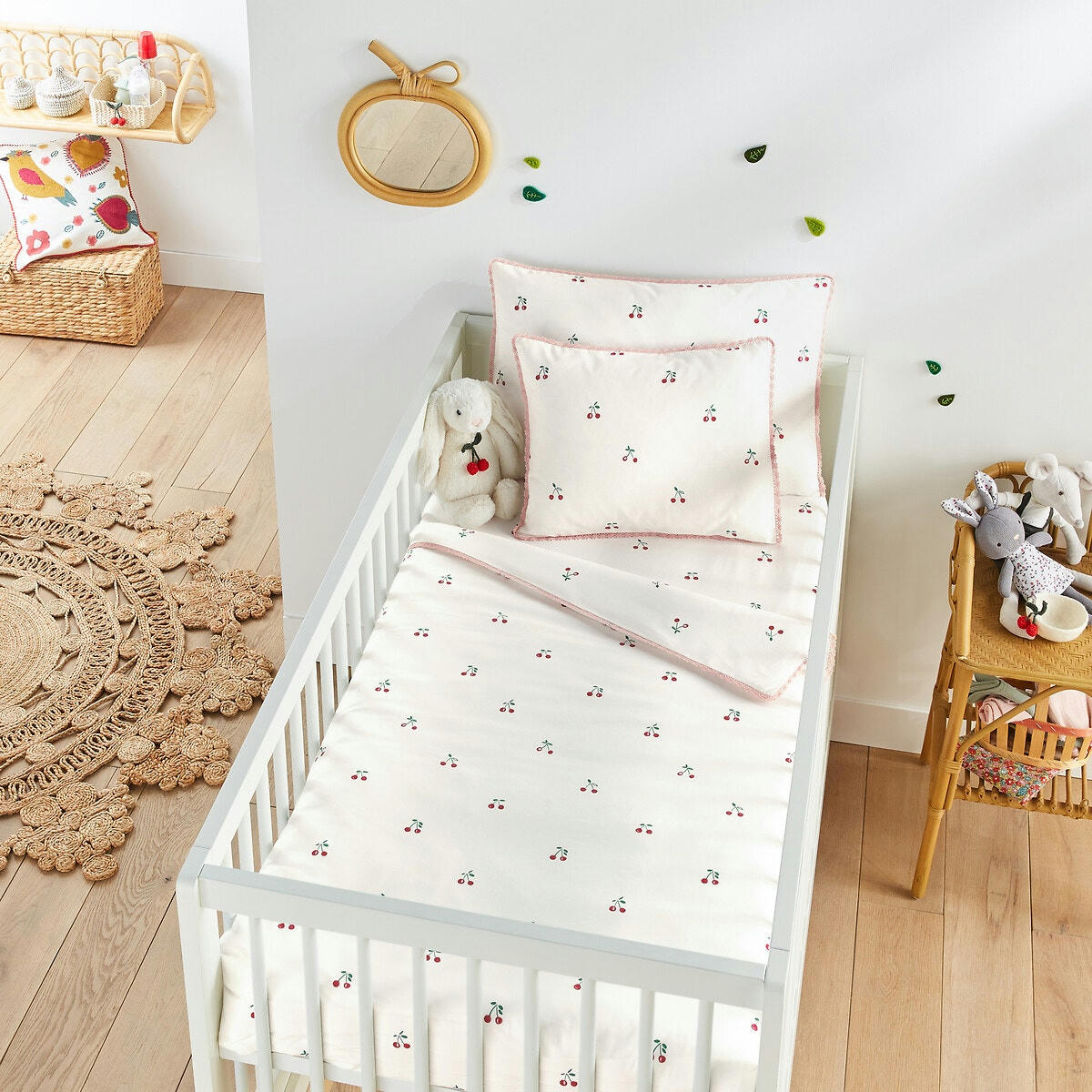 Housse de couette bébé coton bio, Griotte