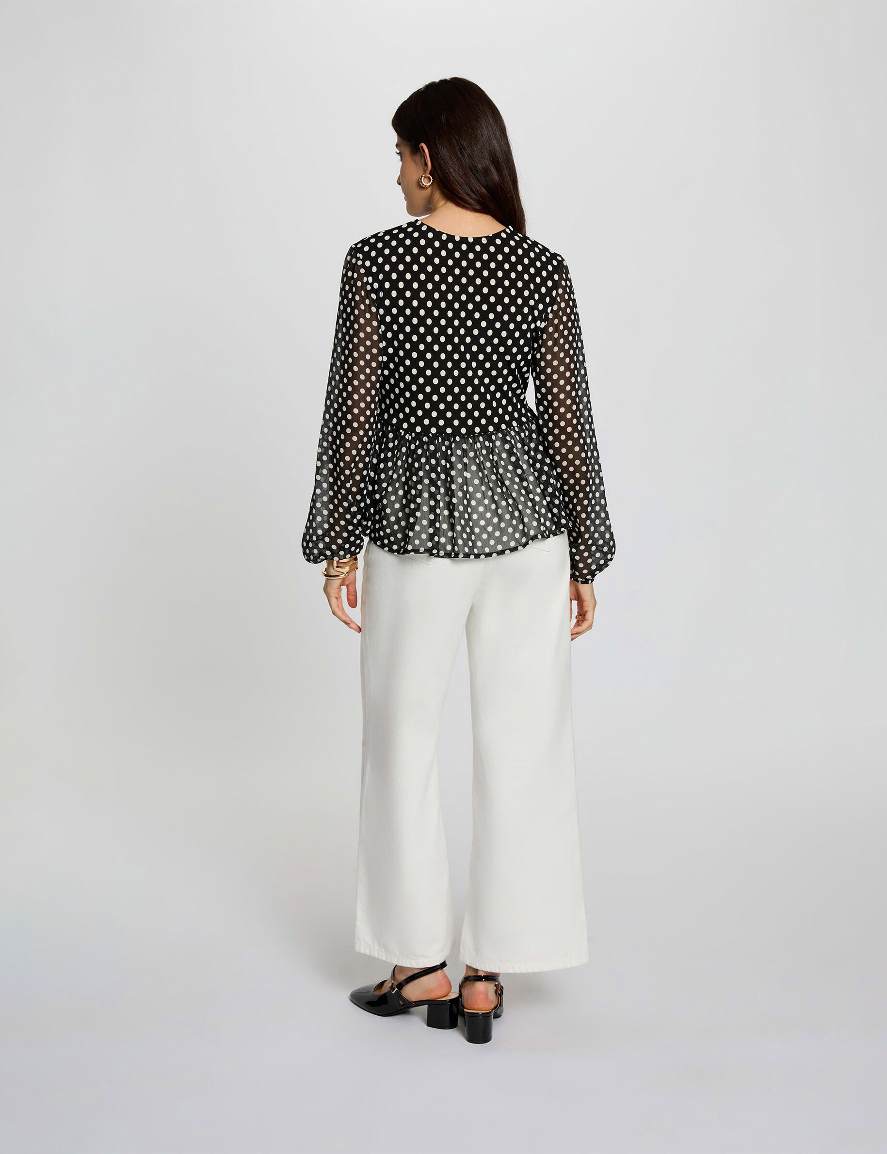 Round Neck Voile T-Shirt Black Women