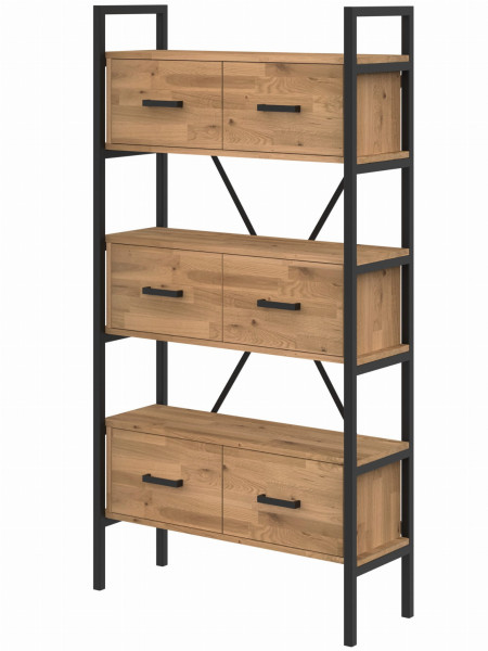 Regał dębowy Medium-Cabinet 190x80x30 cm LOFT z drzwiczkami K1-3