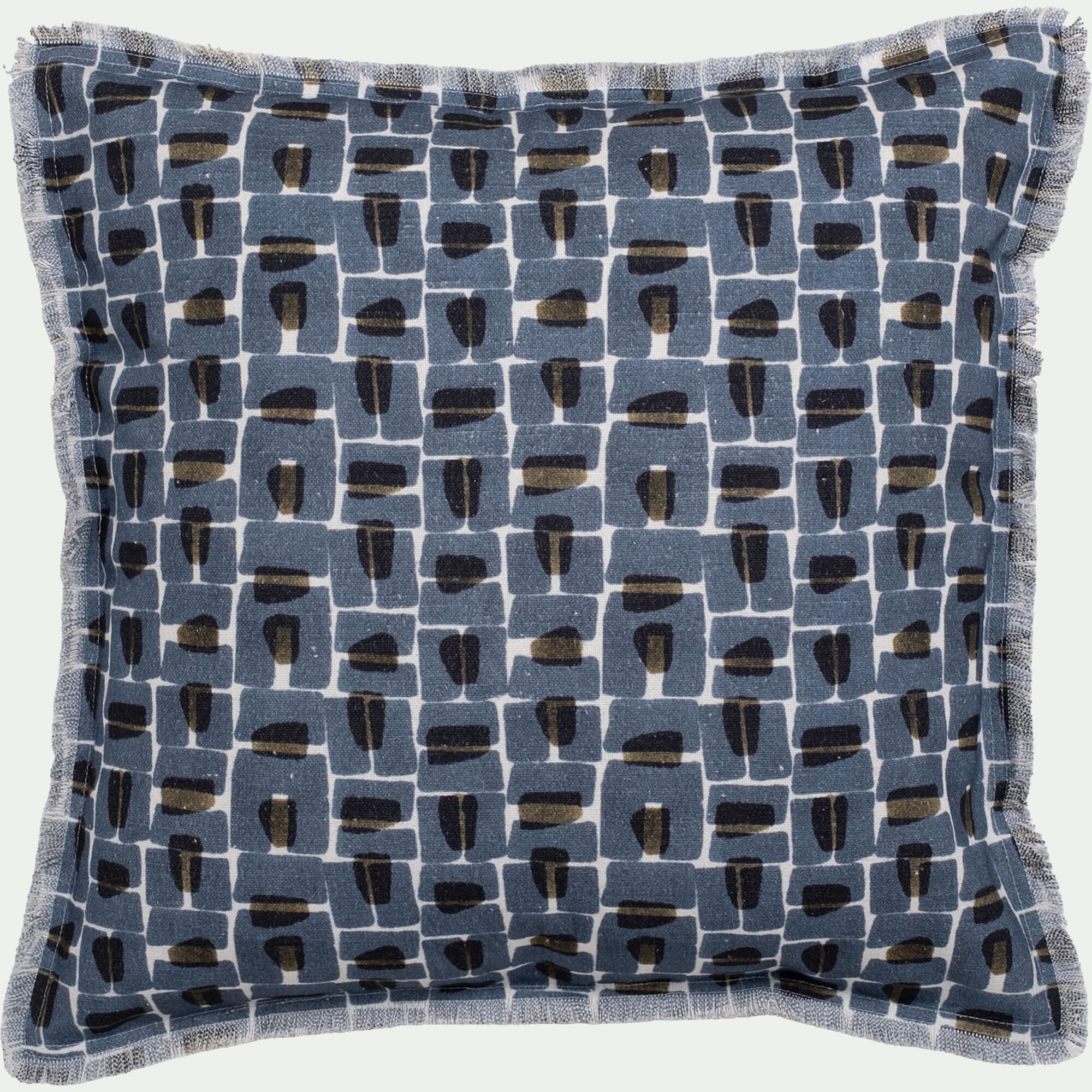 YUMI - Housse de coussin motif abstrait en coton 45x45cm - bleu