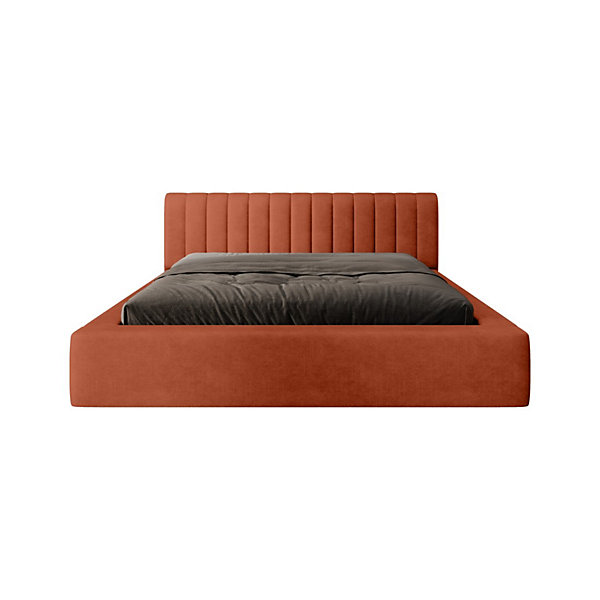 Lit coffre CERVINVelours doux Brique Toscane140x200 cmSommier relevableDesign élégant