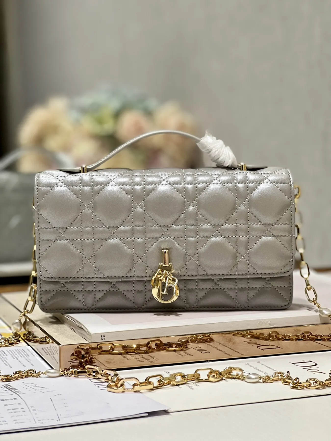 Dior Miss Mini Bag Metallic Gray Cannage