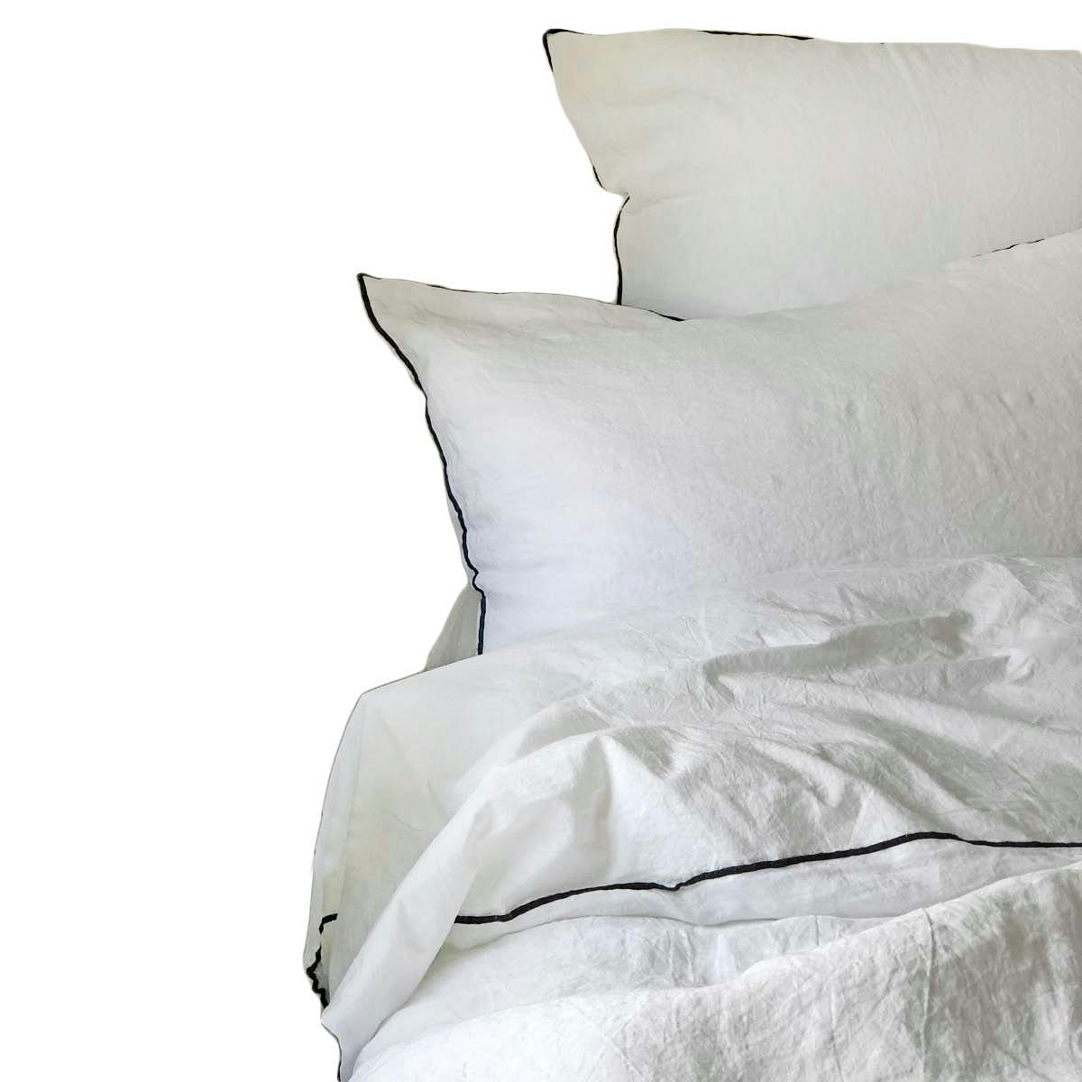 OSLO - Housse de couette lin coton 260 x 240 cm - Blanc