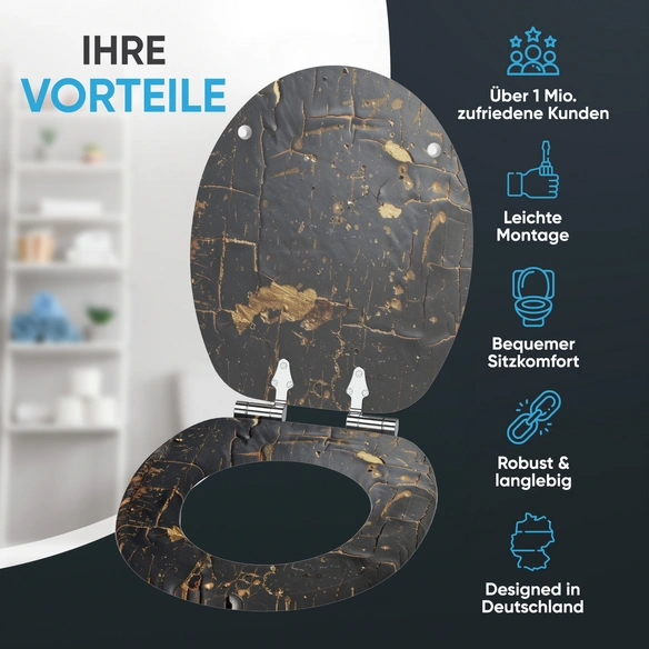 WC-Sitz »Shield«, WC Sitz mit Absenkautomatik Shield, Schwarz, Oval