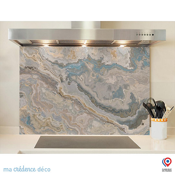 Crédence cuisine fond de hotte Marbre Illustration - Verre trempé - L 60 cm x H 45 cm - MaCrédenceDéco