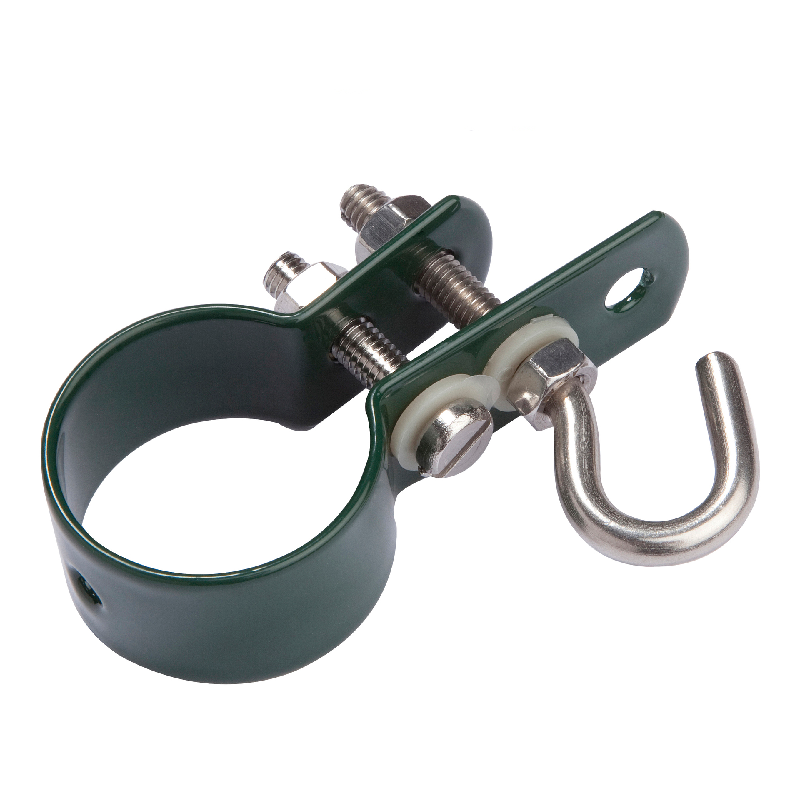 Collier fixation avec crochet pour jambe de force vert ø 40 mm