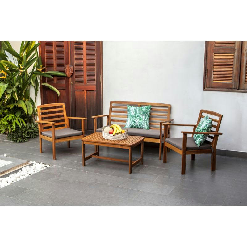 LOMA - Salon de jardin en bois d'acacia coloris gris 4 places