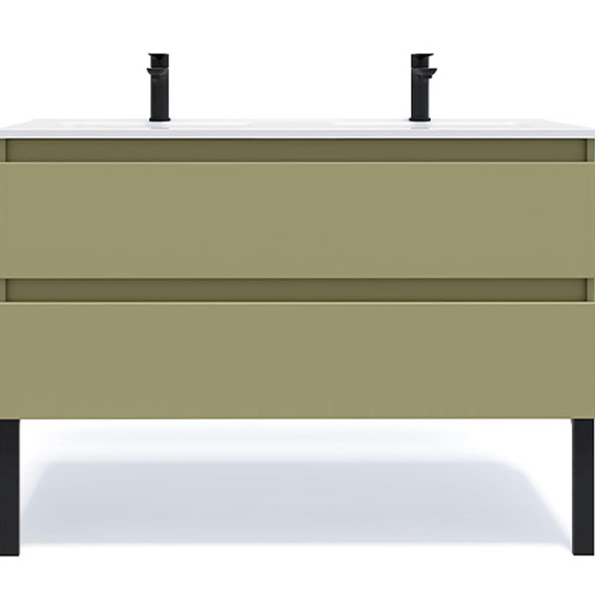 HUDSON - Meuble salle de bain double vasque 120cm 2 tiroirs Vert