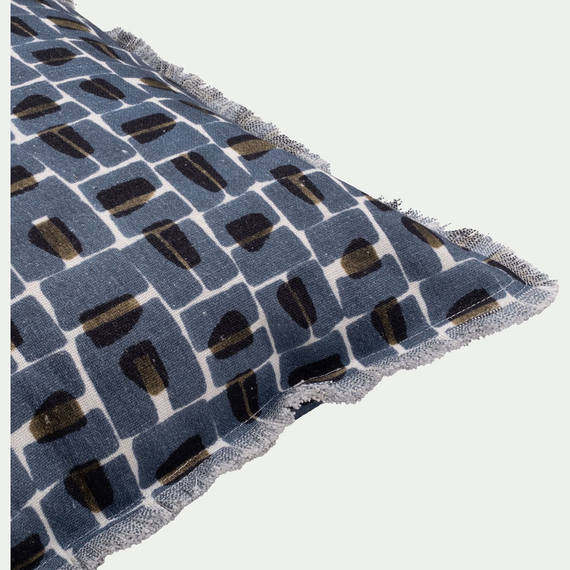 YUMI - Housse de coussin motif abstrait en coton 45x45cm - bleu
