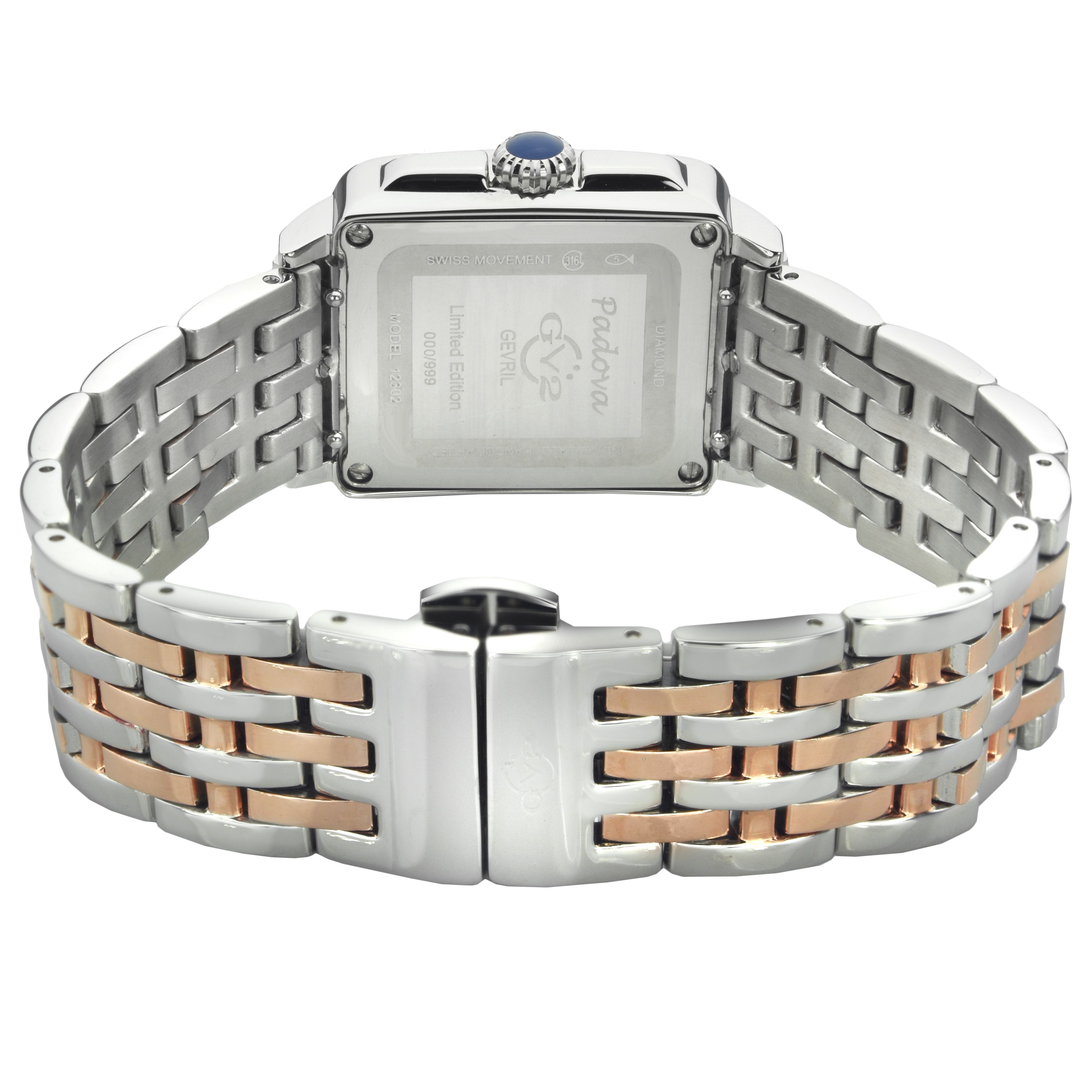 GV2 Padova, Swiss Quartz Watch, Pink MOP Dial, 316L Stainless Steel, and Sapphire Crystal