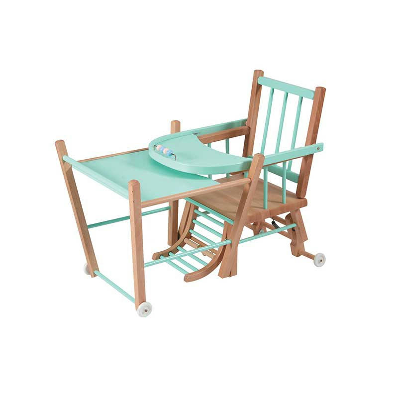 MARCEL - Chaise haute transformable barreaux hybride vert mint