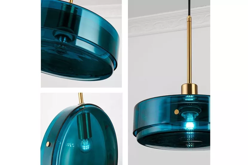 Lampa Wisząca LORAKO Pionowa Szklana Dekoracyjna Turkusowa