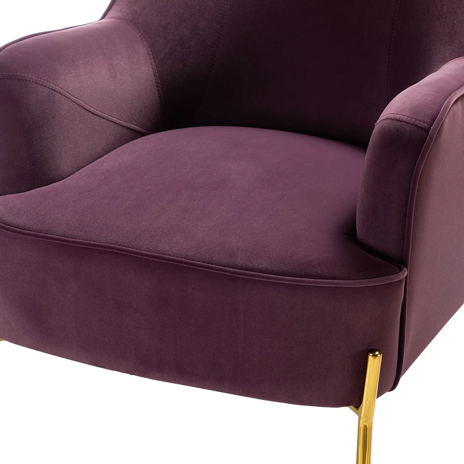 Marina Modern Velvet Accent Chair with Golden Legs Set of 2 by HULALA HOME