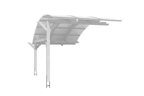 Extension de carport SKAN HOLZ Schwaben 299x630cm, bois lamellé-collé, traitement coloré blanc