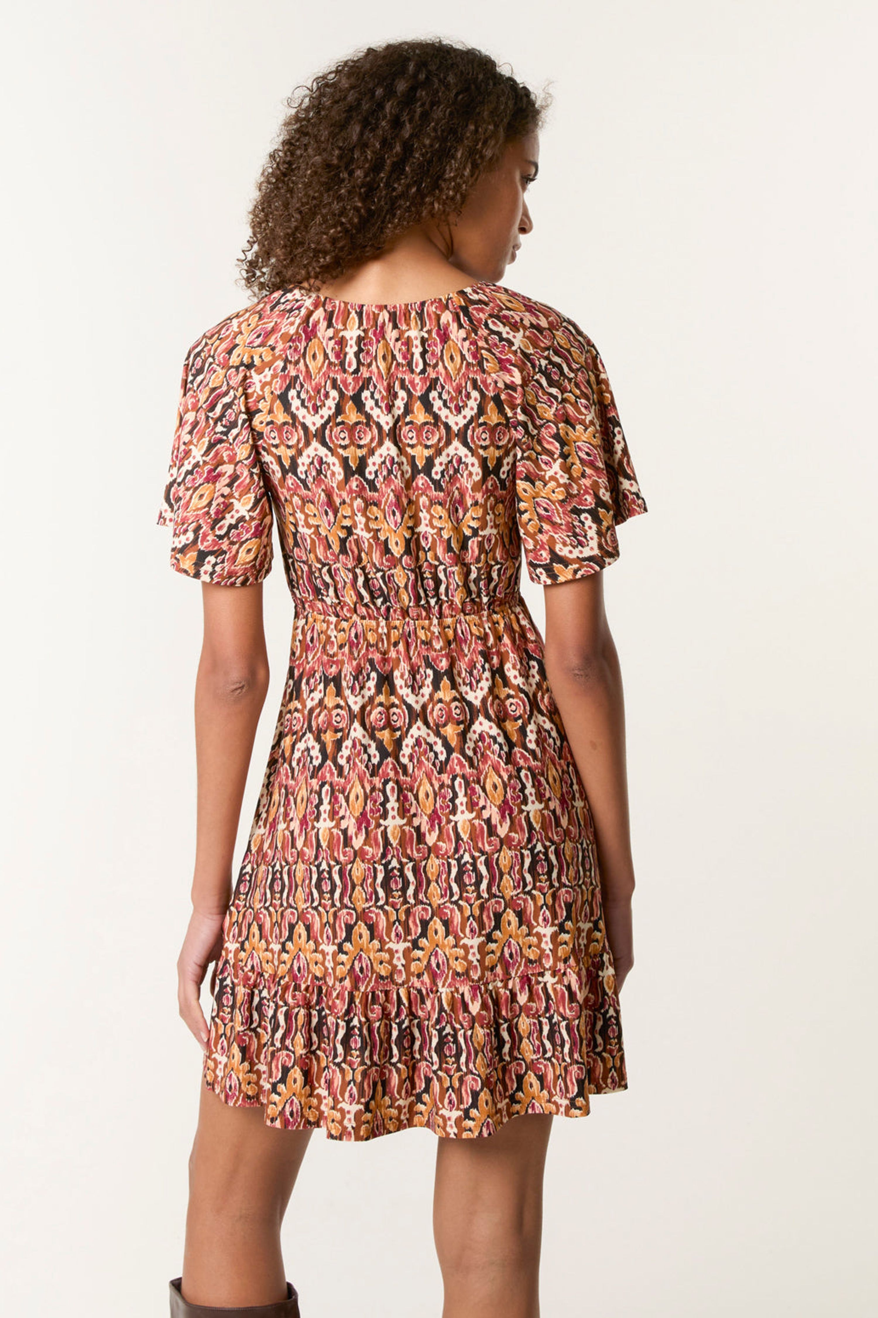 Blue Vanilla Black Button Through Elastic Waist Mini Dress