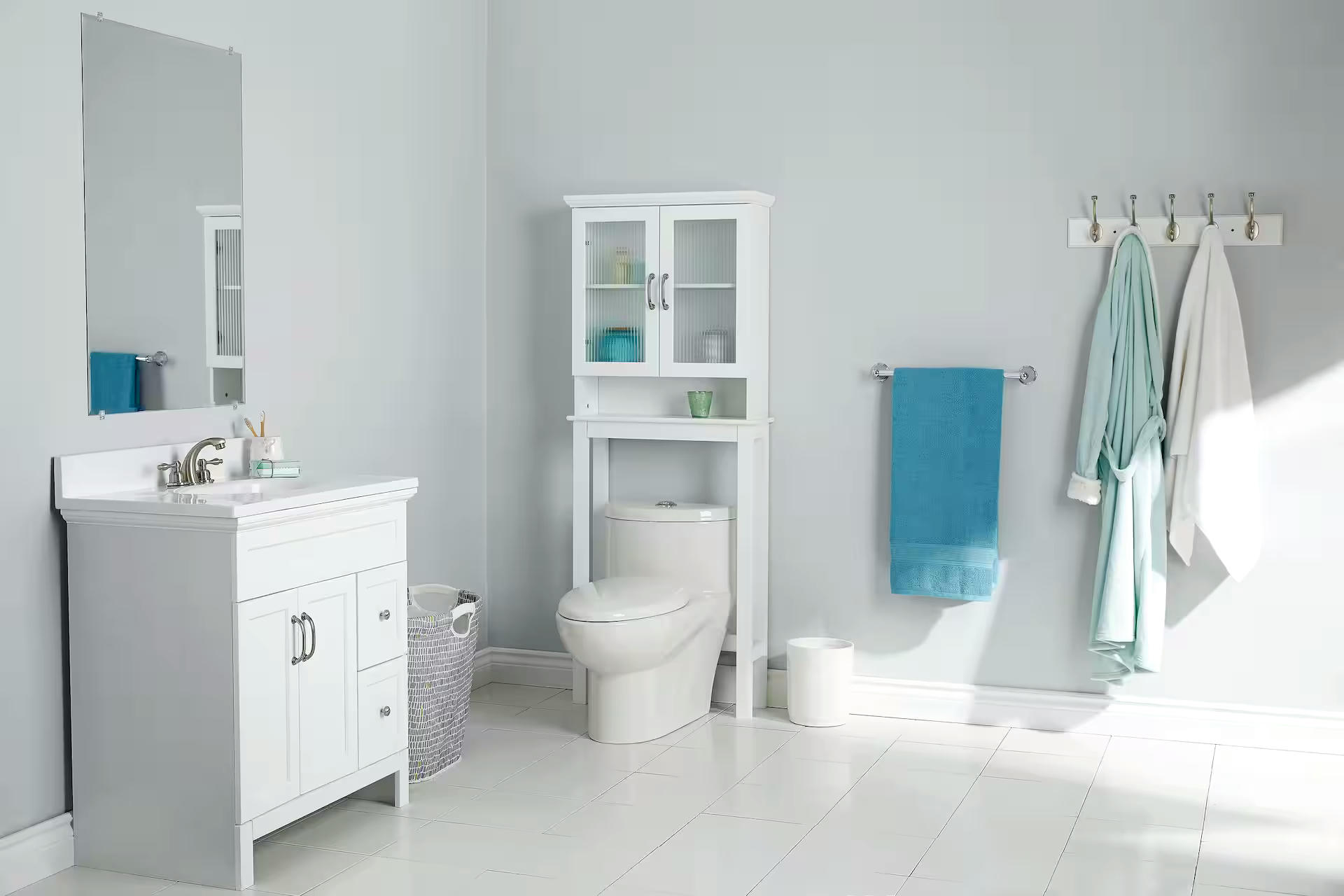 For Living Beacon Hill 2-Door Over-The-Toilet Spacesaver Bathroom Storage Cabinet , White